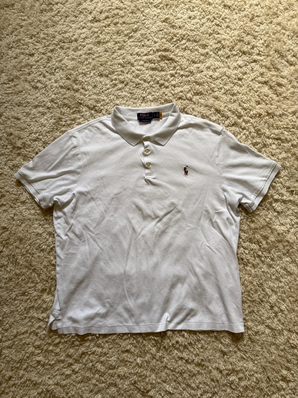 Ralph Lauren Soft Cotton Polo Shirt In White. GREAT condition. So Soft! Sz Lrg.